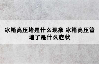 冰箱高压堵是什么现象 冰箱高压管堵了是什么症状